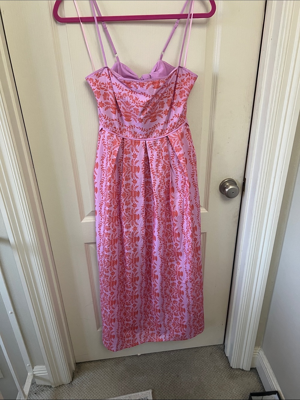 Flying Tomato Pink and Coral Floral Midi Dress